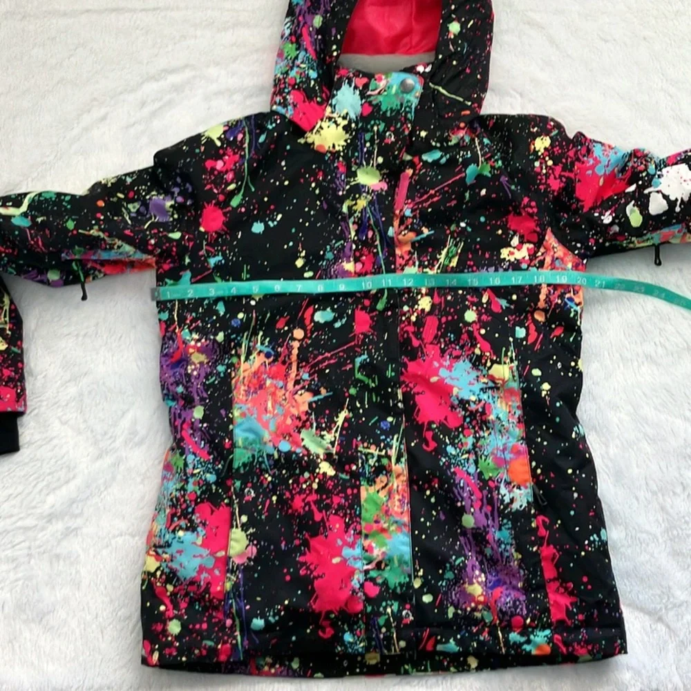 Like New Gsou Snow Multicolor Splash Ink Spatter Snowboard Ski Coat, Size Small